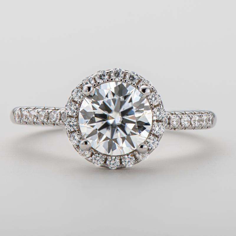 925 Sterling Silver  Classic Round Cut CZ Halo Ring 5