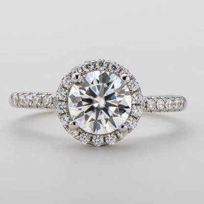 925 Sterling Silver  Classic Round Cut CZ Halo Ring 5