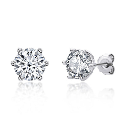 925 Sterling Silver Round Cut Cubic Zirconia Classic Stud Earrings 8