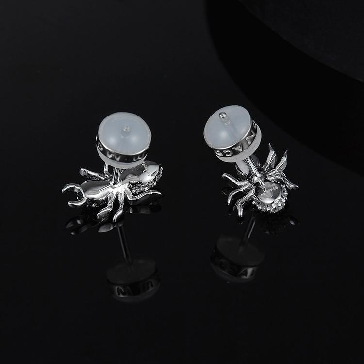 925 Sterling Silver CZ Spider Created Diamond Stud Earring 4