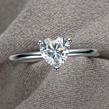 Moissanite Diamond  Heart Shaped CZ Ring 4