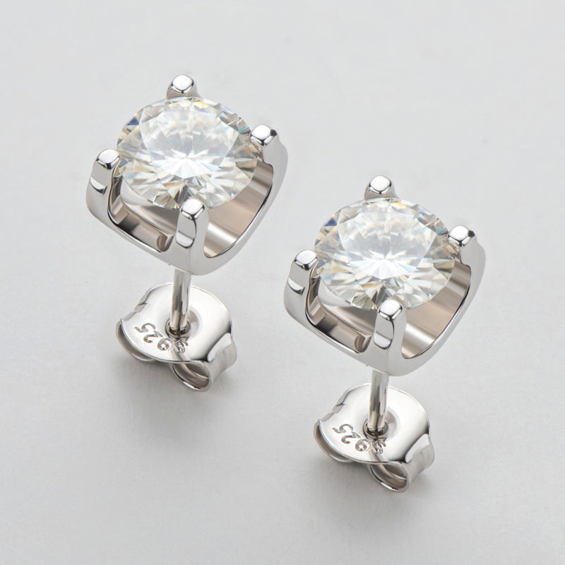 925 Sterling Silver Classic Round Cut Stud Earrings 5