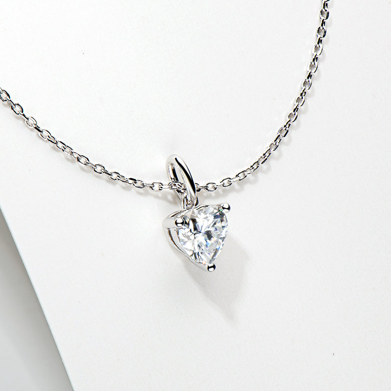 925 Sterling Silver Heart Shaped CZ Pendant Necklace 4