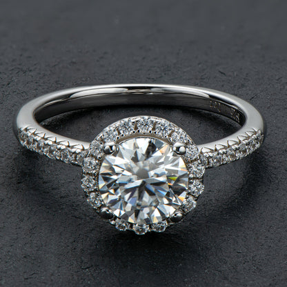 925 Sterling Silver  Classic Round Cut CZ Halo Ring 2