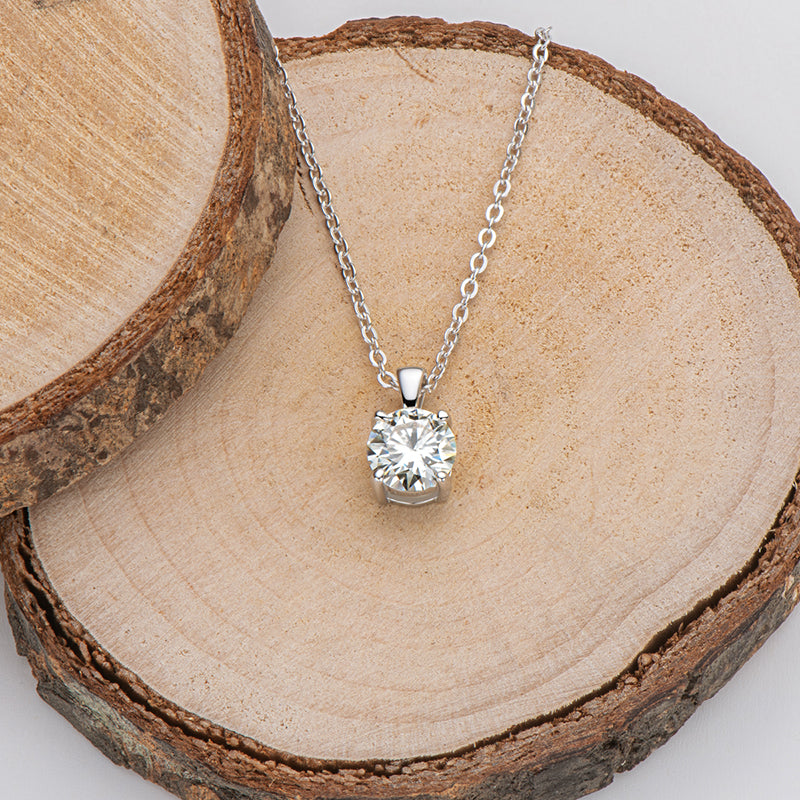 925 Sterling Silver Brilliant Round CZ Pendant Necklace 8