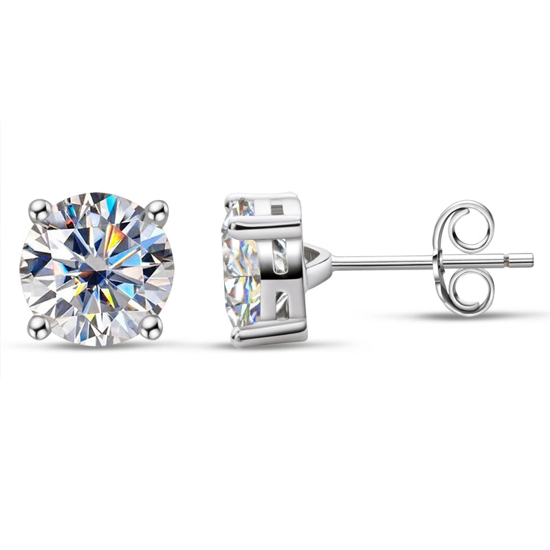 925 Sterling Silver Round Cut CZ Classic Stud Earrings 8