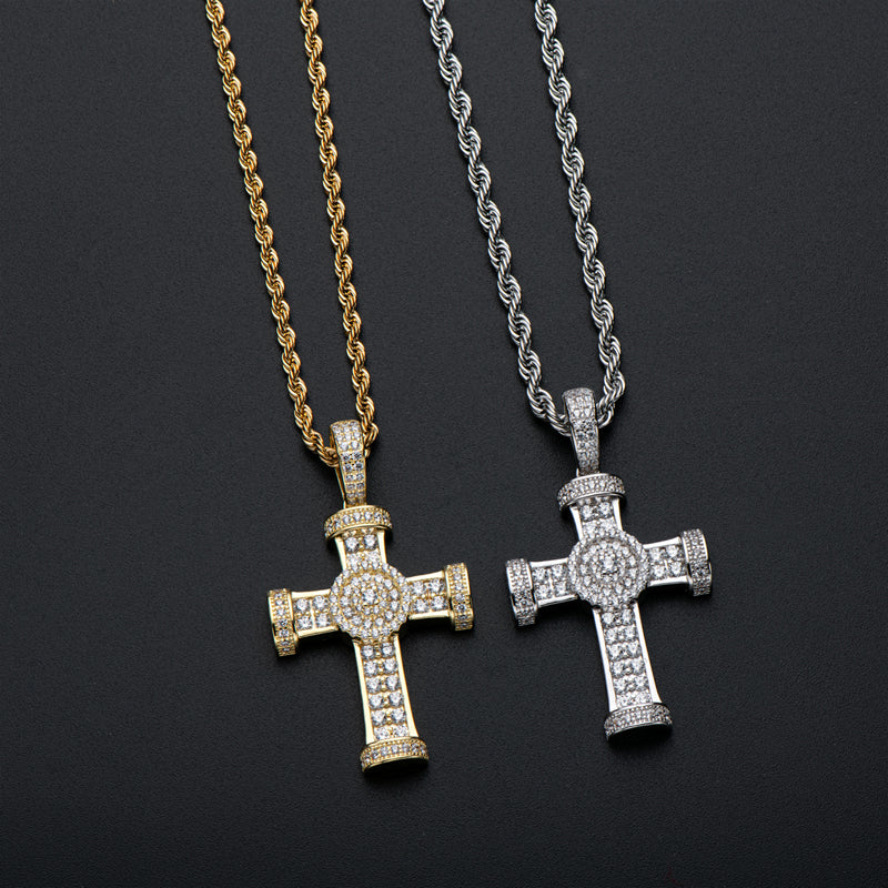 925 Sterling Silver Personalized Cross Hip Hop Long Chain Cool Pendant Necklace 11