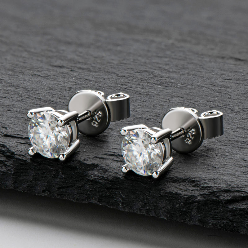 925 Sterling Silver Classic Round Cut Cubic Zirconia Stud Earrings 6