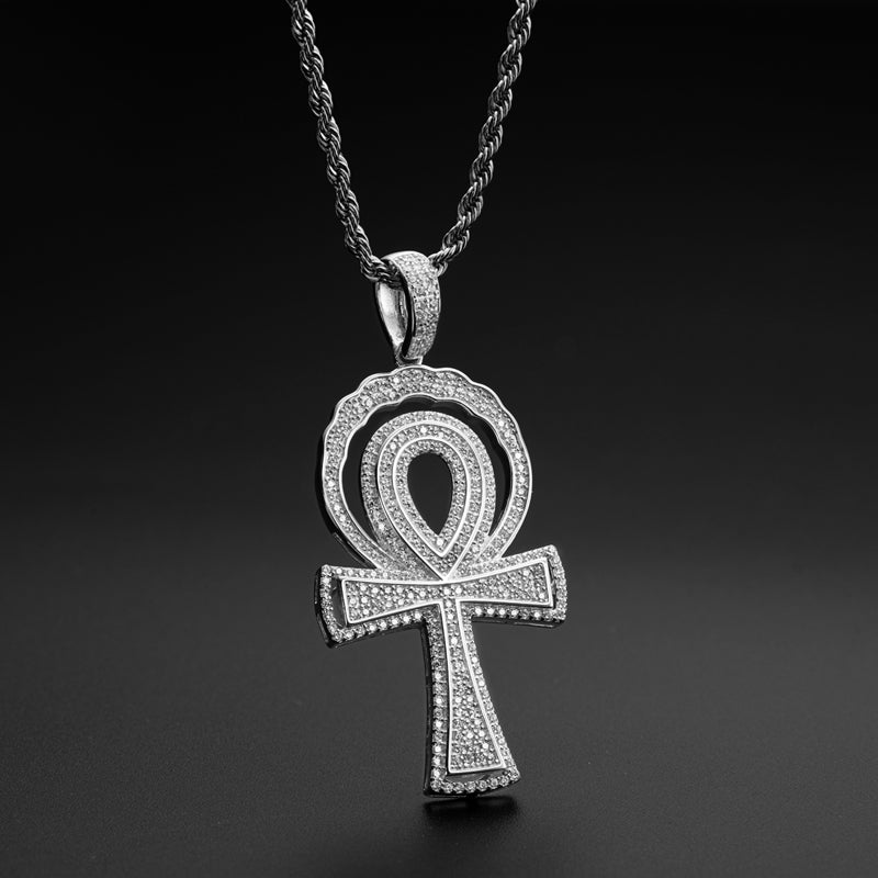 925 Sterling Silver Created CZ Cross Hip Hop Luxury Multilayer Pendant Necklace 5