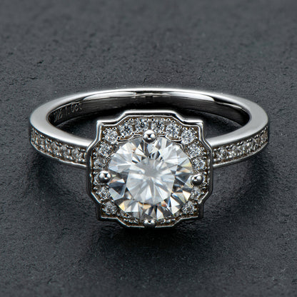 925 Sterling Silver  Classic Round Cut CZ Halo Ring 10