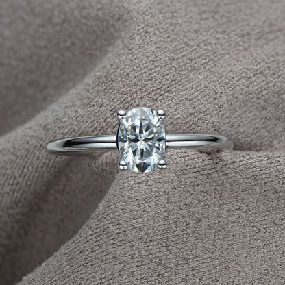 925 Sterling Silver Oval Cut 1 Carat CZ Solitaire Ring 2