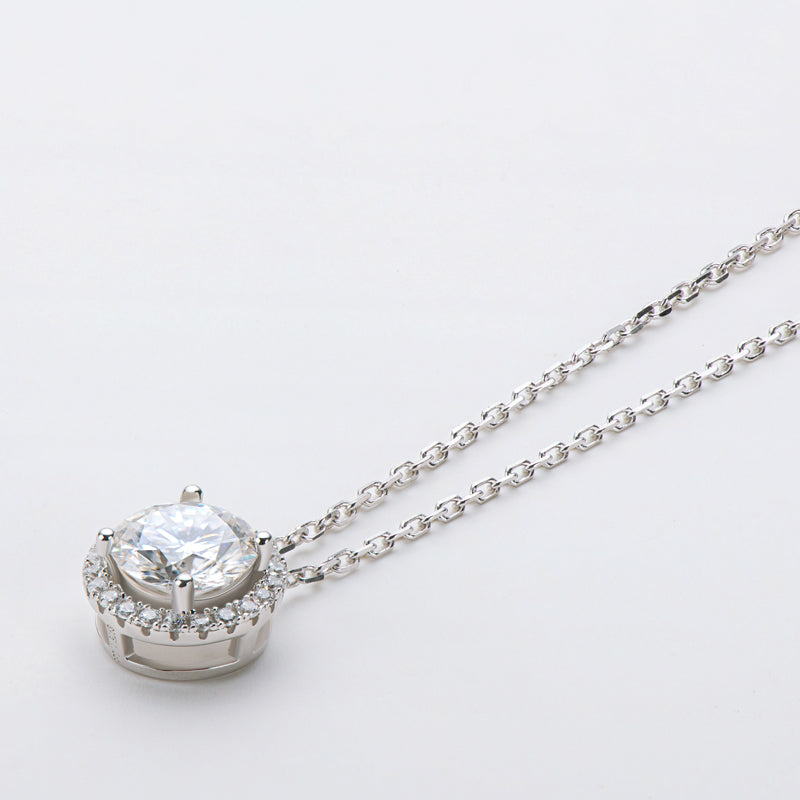 925 Sterling Silver Classic Brilliant Round CZ Pendant Necklace 9