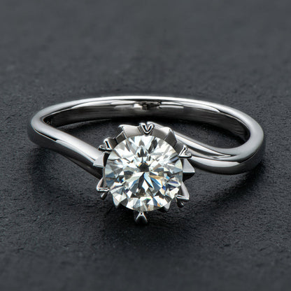 925 Sterling Silver Classic Round Cut CZ Solitaire Ring 10