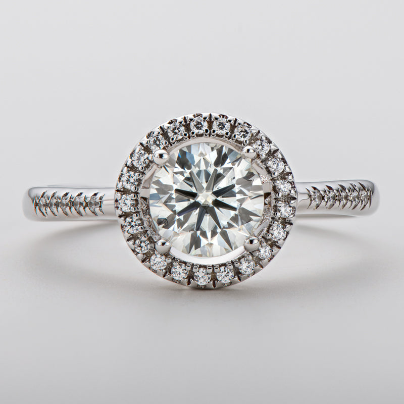 925 Sterling Silver  Classic Round Cut CZ Halo Ring 11