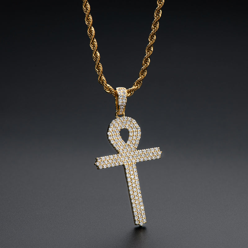 925 Sterling Silver Created Diamond Cross  Hip Hop Men Pendant Necklace 5