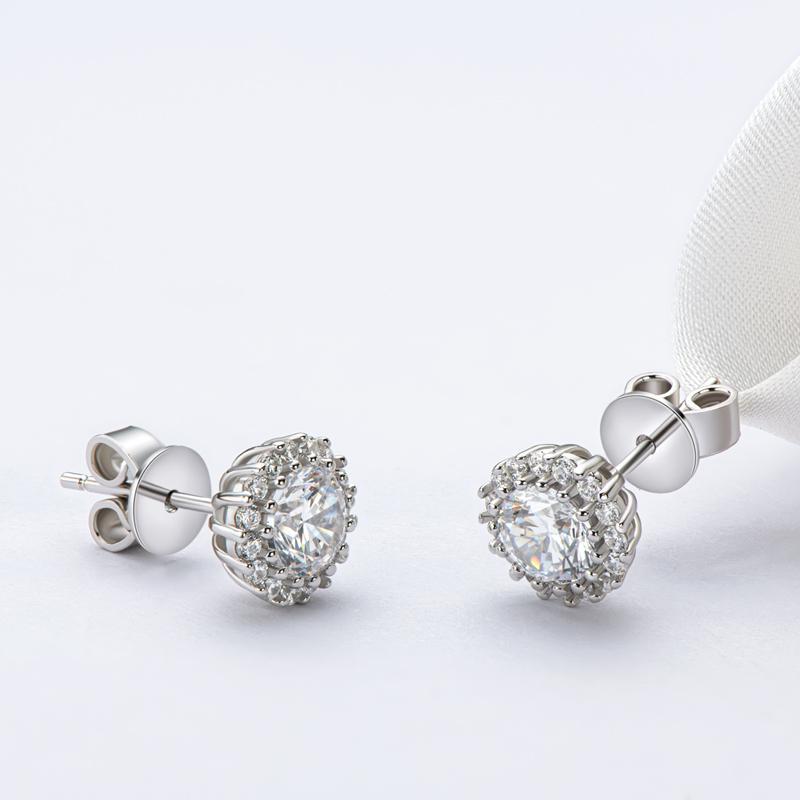 925 Sterling Silver Round Cubic Zirconia Stud Earrings 7