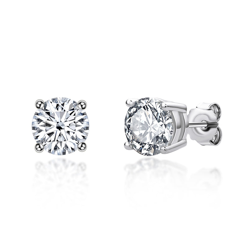 925 Sterling Silver Round Cut Cubic Zirconia Stud Earrings 8