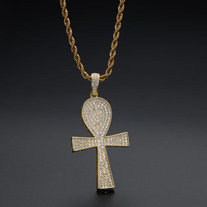 925 Sterling Silver Full Created Diamond Cross Hip Hop Men Pendant Necklace 5