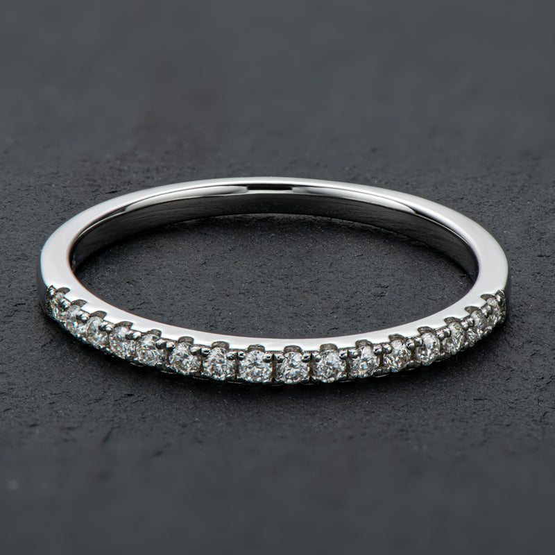 925 Sterling Silver Round Cut Cz Half Eternity Ring 8