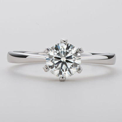 925 Sterling Silver Classic Round Cut CZ Six Prong Solitaire Ring 12