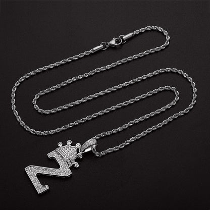 925 Sterling Silver The Letter Z Created CZ Hip Hop Pendant Necklace 5