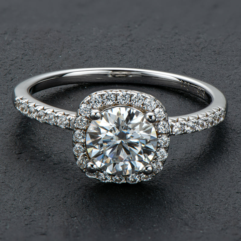 925 Sterling Silver Classic Round Cut CZ Halo Ring 2