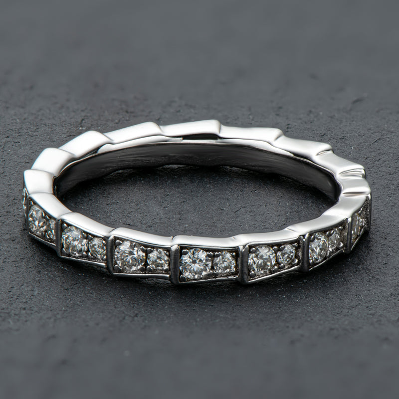 925 Sterling Silver Round Cut CZ Mechanical Snake Eternity Ring 9