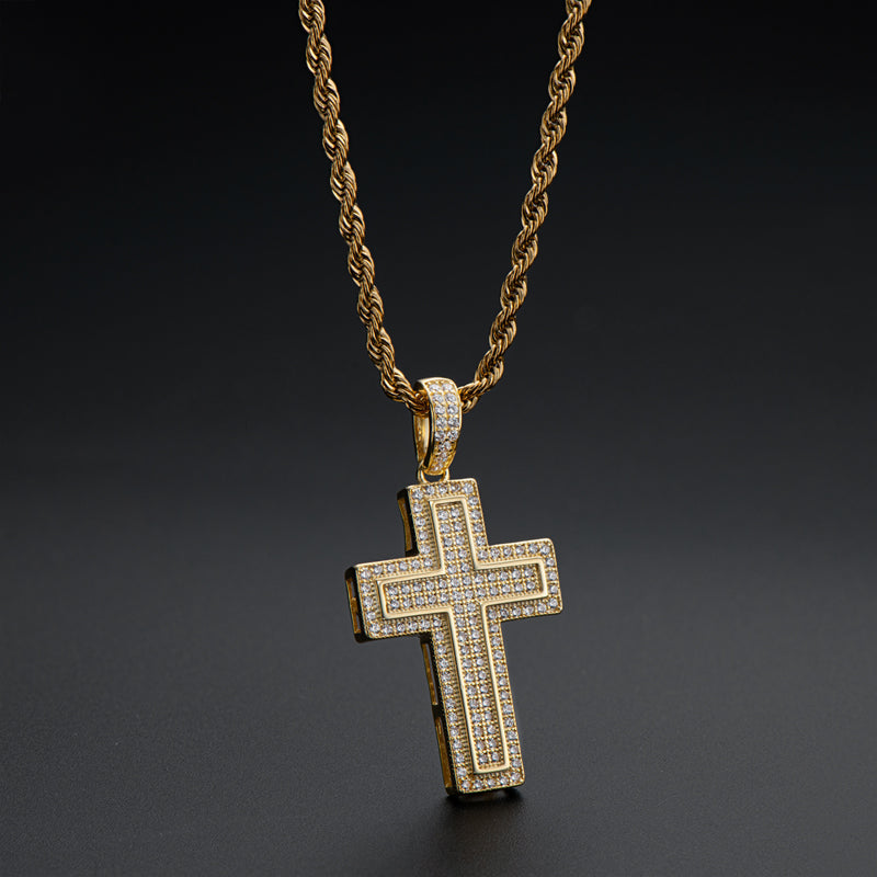 925 Sterling Silver Personalized Multilayer Cross Long Chain Cool Pendant Necklace 5