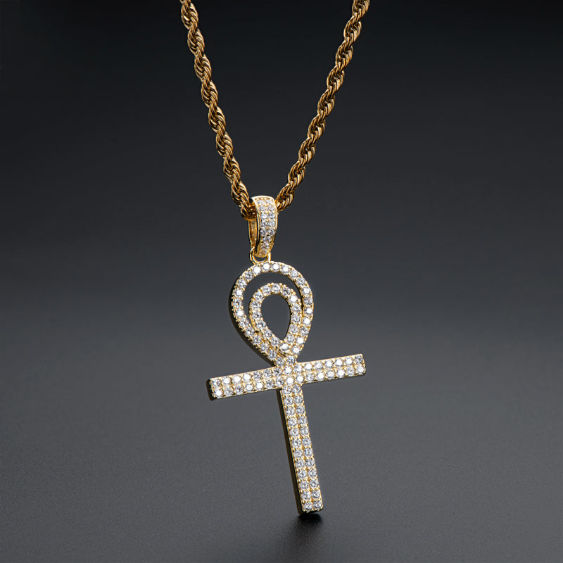 925 Sterling Silver Round Cut Created CZ Personalized Cross Hip Hop Pendant Necklace 5