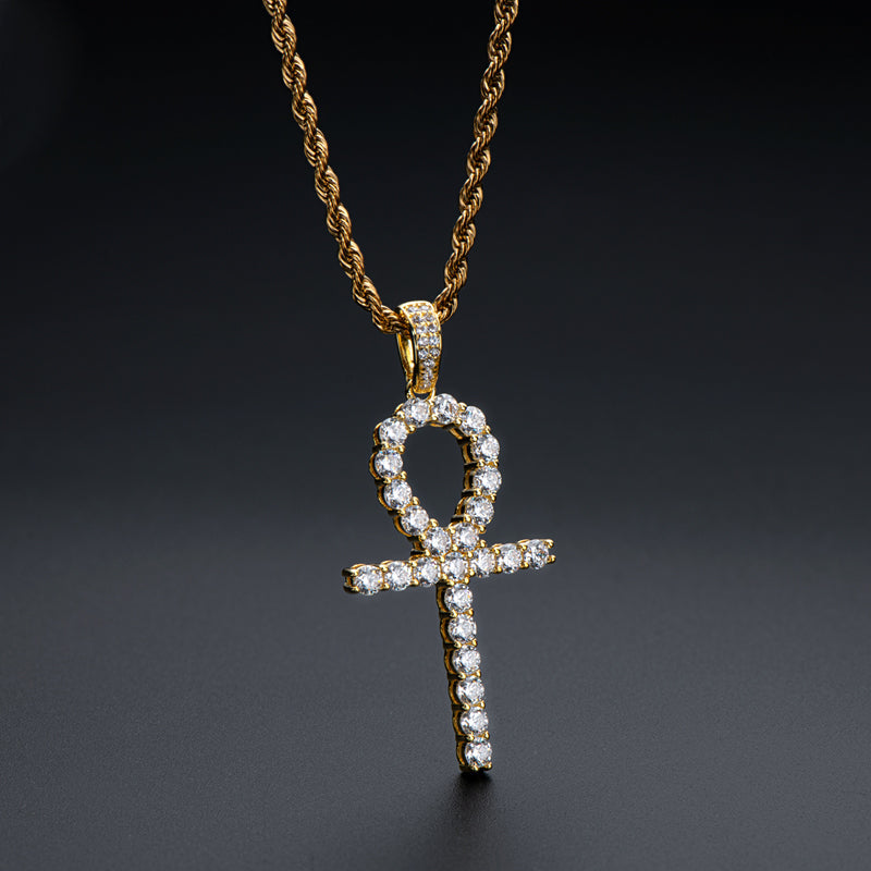 925 Sterling Silver Created CZ Cross Hip Hop Rope Chain Pendant Necklace 5