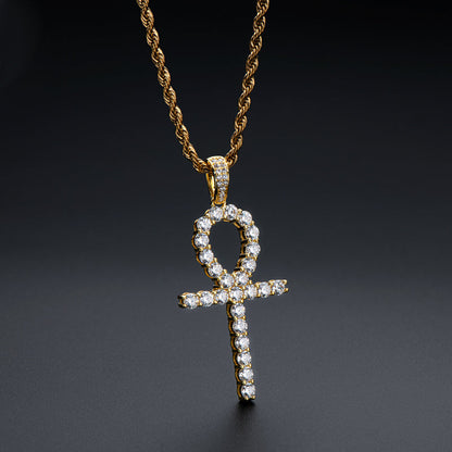 925 Sterling Silver Created CZ Cross Hip Hop Rope Chain Pendant Necklace 5