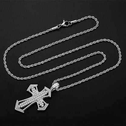 925 Sterling Silver Created Diamond Personalized Cross Luxury Hip Hop Pendant Necklace 5