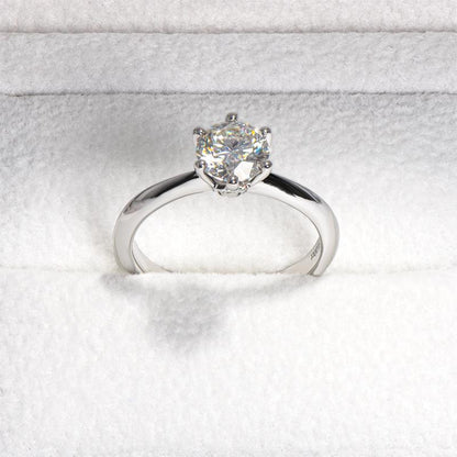 925 Sterling Silver Classic Round Brilliant Cut CZ Solitaire Ring 12