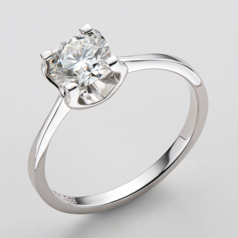 925 Sterling Silver Classic Round Cut CZ Solitaire Ring 12