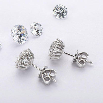 925 Sterling Silver Round Cubic Zirconia Stud Earrings 6