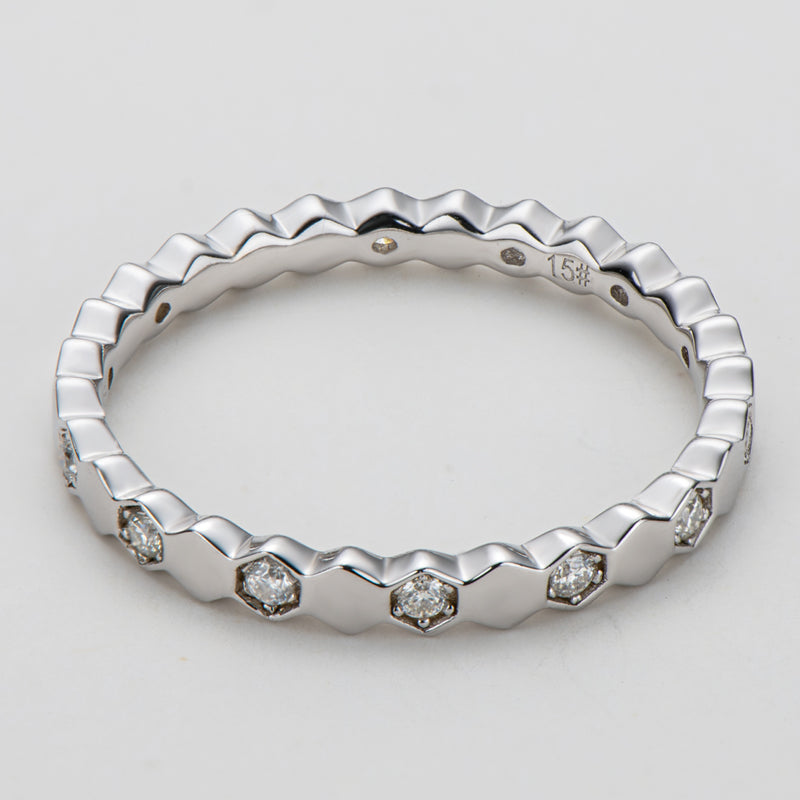 925 Sterling Silver Round Cut CZ Honeycomb Eternity Ring 3