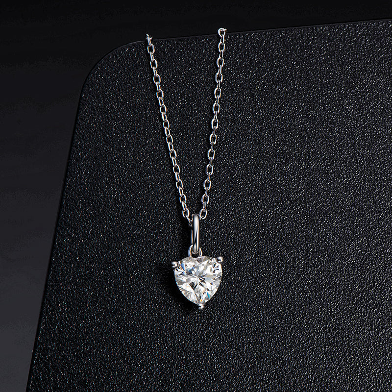 925 Sterling Silver Heart Shaped CZ Pendant Necklace 6