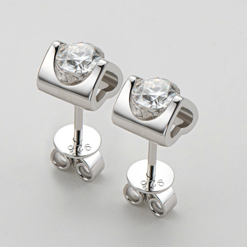 925 Sterling Silver Classic Round Cut Stud Earrings 4