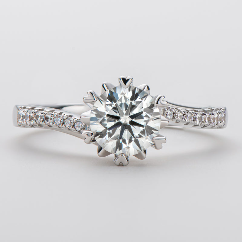 925 Sterling Silver Classic Round Cut CZ Twisted Ring 8