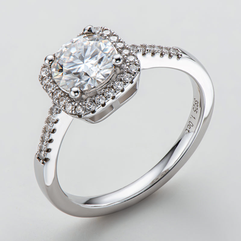 925 Sterling Silver  Classic Round Cut CZ Halo Ring 11