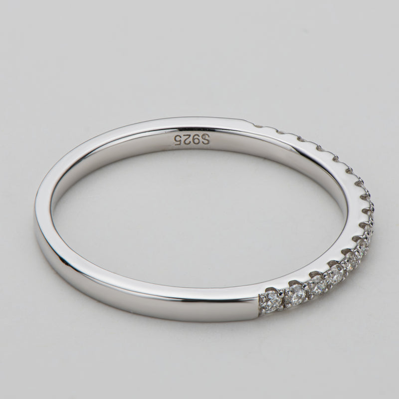 925 Sterling Silver Round Cut Cz Half Eternity Ring 9