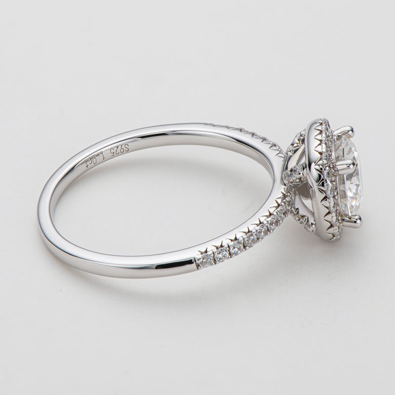 925 Sterling Silver Classic Round Cut CZ Halo Ring 7