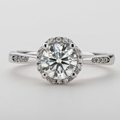 925 Sterling Silver Classic Round Cut CZ Halo Ring 3