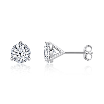 925 Sterling Silver Round Cut Cubic Zirconia Simple Stud Earrings 6