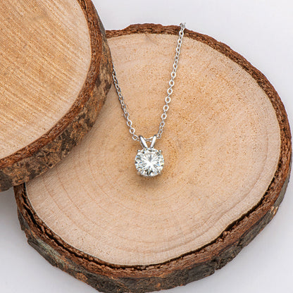 925 Sterling Silver Brilliant Round CZ Pendant Necklace 3