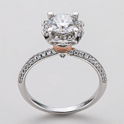 925 Sterling Silver Two Tone Round Cut CZ Classic Ring 11