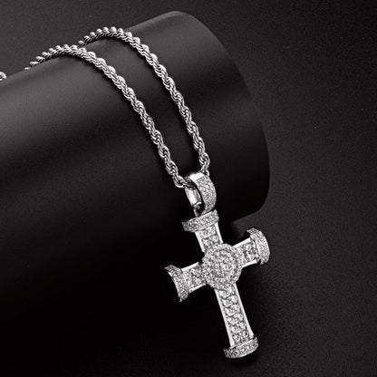 925 Sterling Silver Personalized Cross Hip Hop Long Chain Cool Pendant Necklace 7