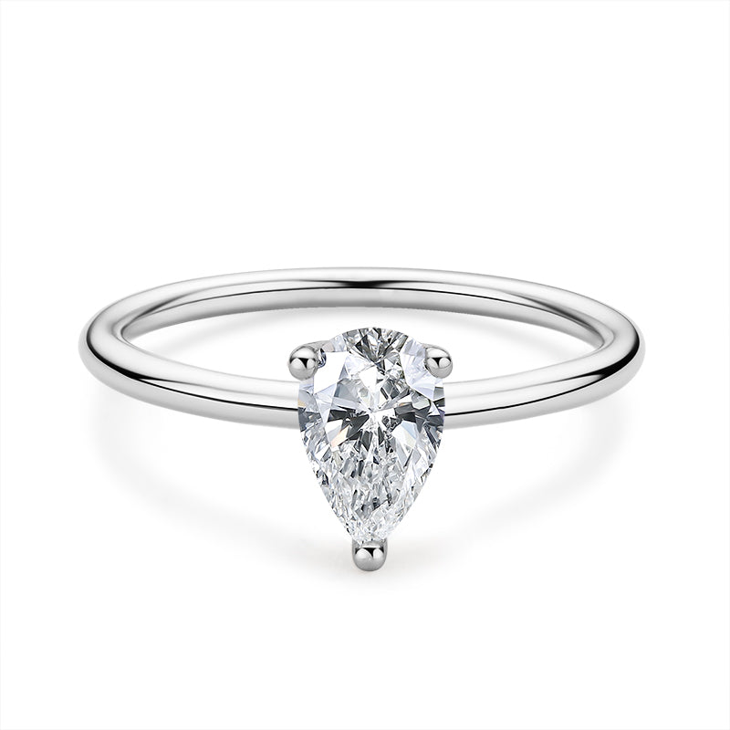 925 Sterling Silver Pear Shaped 1.0ct CZ Solitaire Ring 1