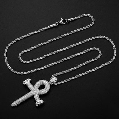 925 Sterling Silver Personalized Cross Created CZ Rope Chain Pendant Necklace 6