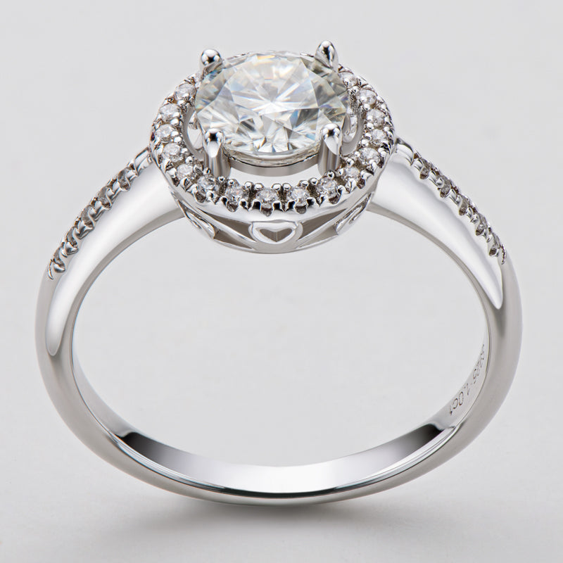 925 Sterling Silver  Classic Round Cut CZ Halo Ring 12